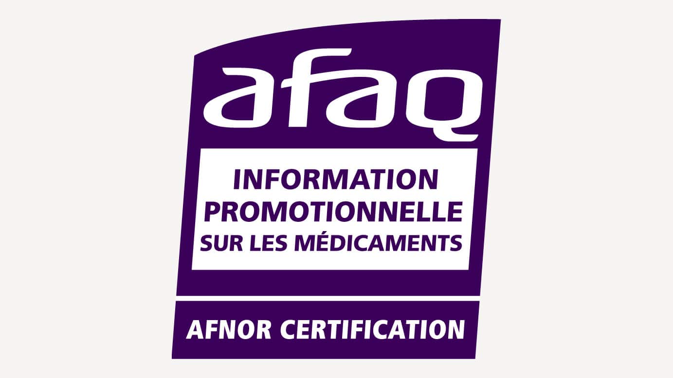 Logo AFAQ - Information promotionnelle sur les médicaments. Afnor certification