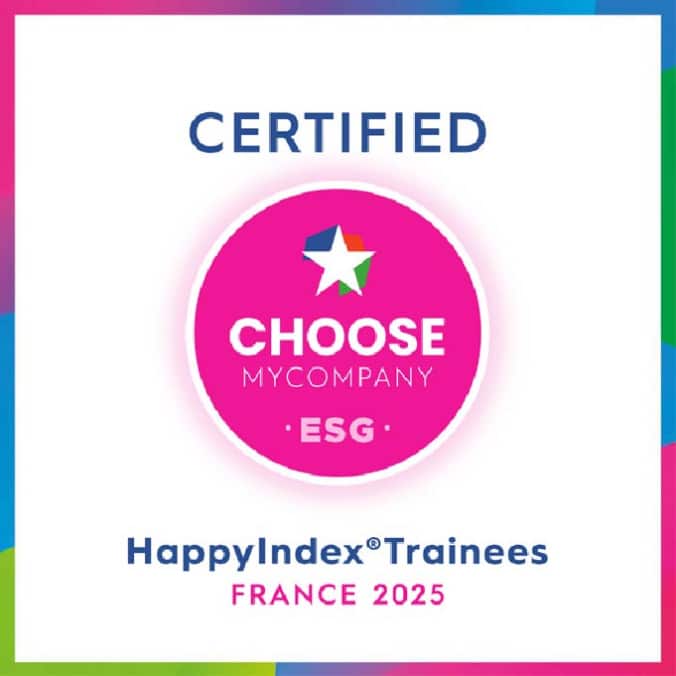 Illustration of the Happy Index Trainees certification awarded by “Choose my company”.