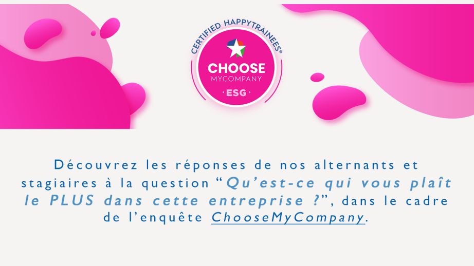 Découvrez les réponses de nos alternants et stagiaires à la question "Qu'est-ce qui vous plaît de le plus dans cette entreprise?" dans le cadre de l'enquête Choose my Company.